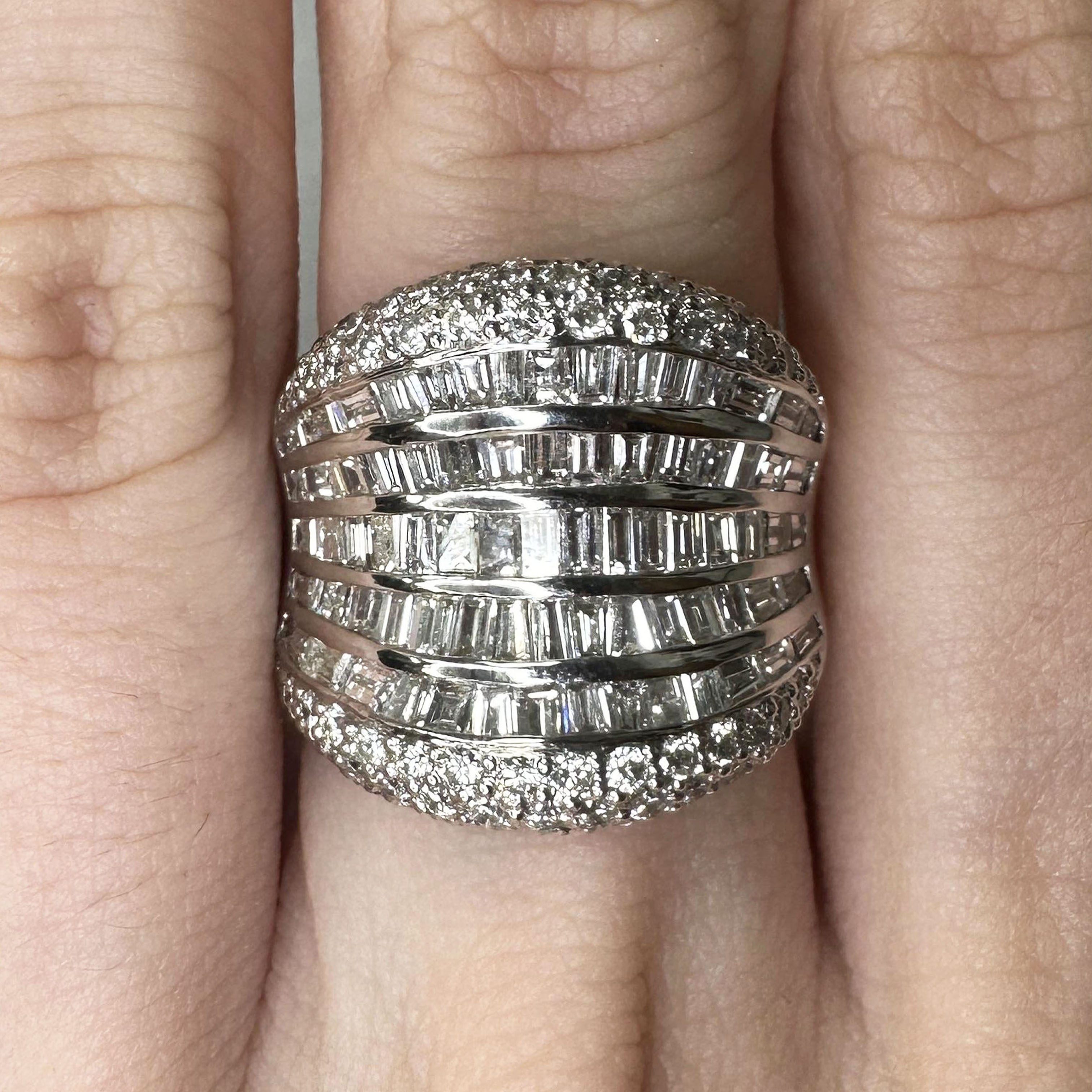11.5ct Baguette&Round Cut Diamond Wide Band Ring