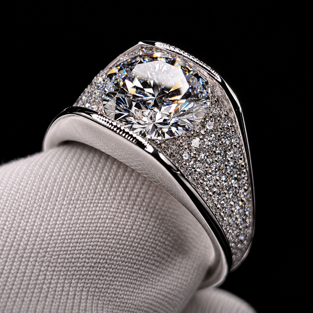 3ct Round Cut White Iced Out Unisex Engagement Ring