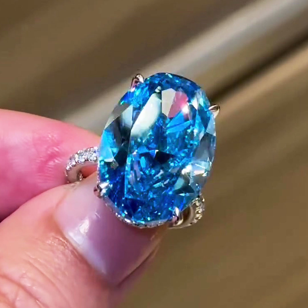 5ct Oval Cut Blue Sapphire Engagement Ring