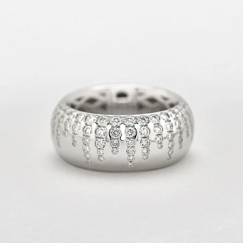 Flush Setting 1.7ct Scattered Diamond Wedding Band