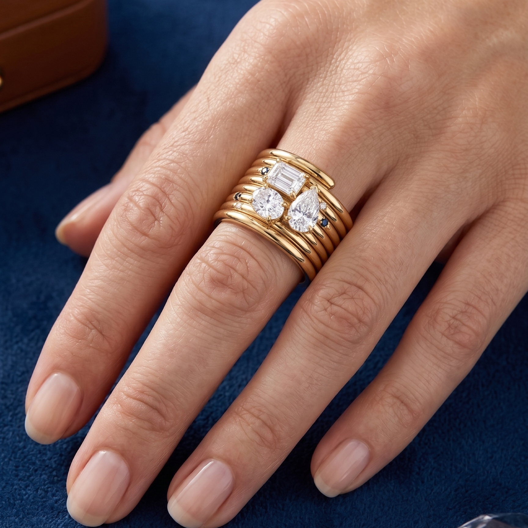 Original Design - White Sapphire Spiral Wedding Band