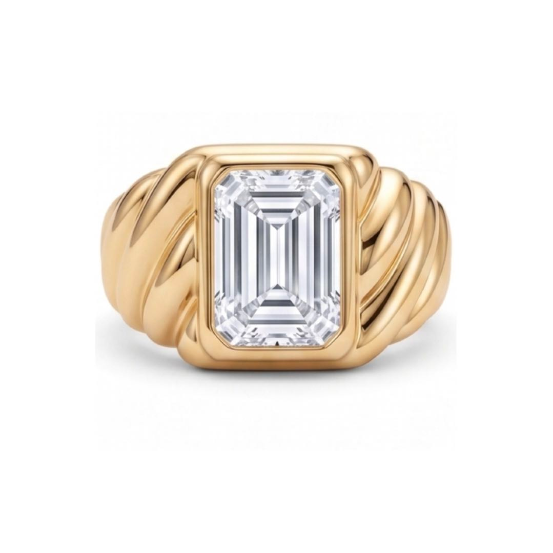 Original Design - 4ct Emerald Cut White Sapphire Engagement Ring
