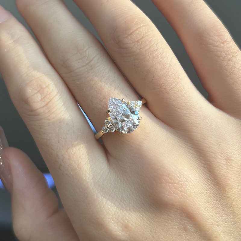 4ct Pear Cut White Sapphire Engagement Ring