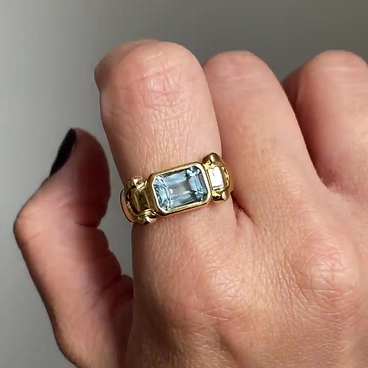 4ct Emerald Cut Aquamarine Sapphire Engagement Ring