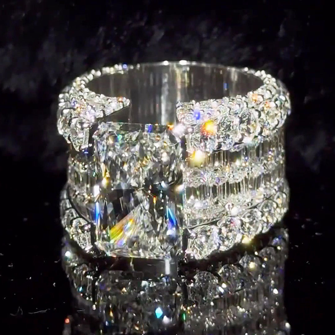 8ct Radiant Cut Three-Side Pave Setting Men's Engagement Ring