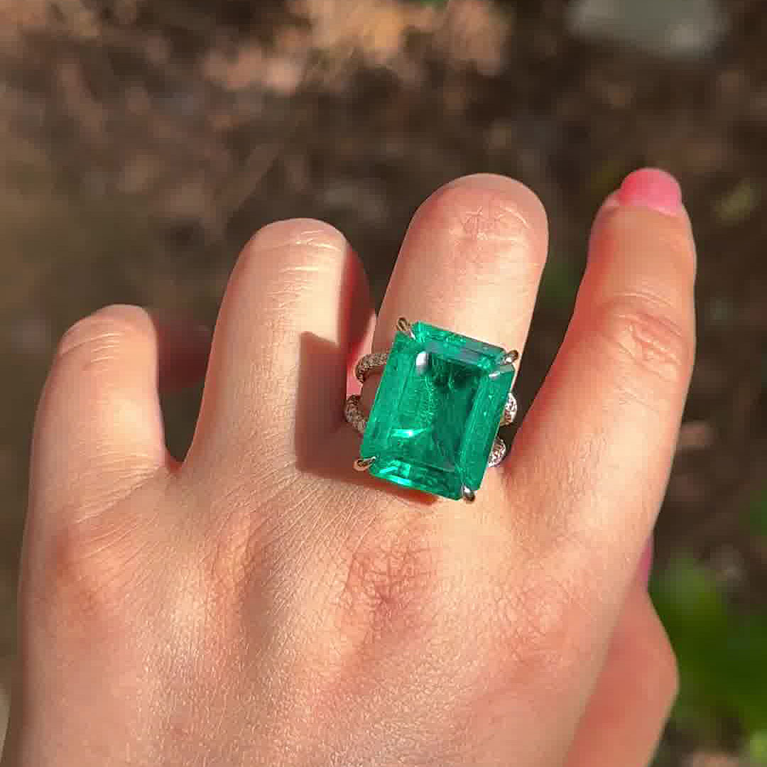 7ct Emerald Cut Emerald Sapphire Engagement Ring