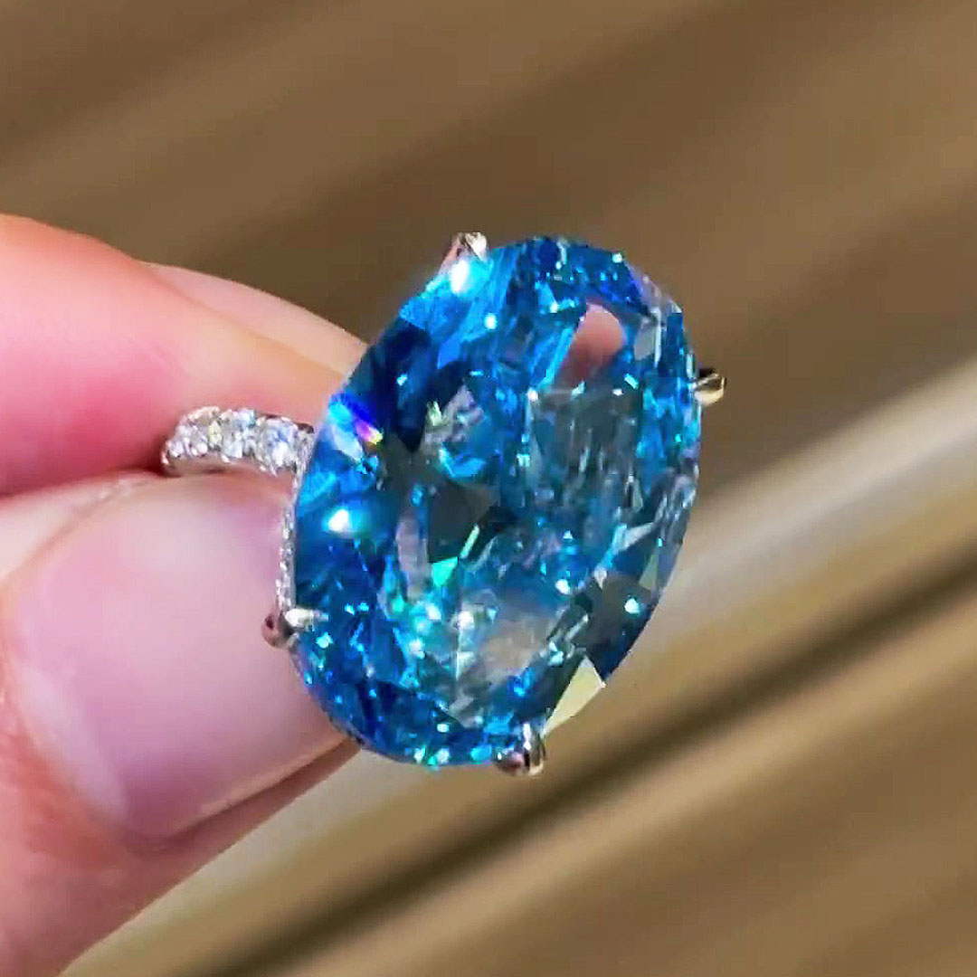 5ct Oval Cut Blue Sapphire Engagement Ring