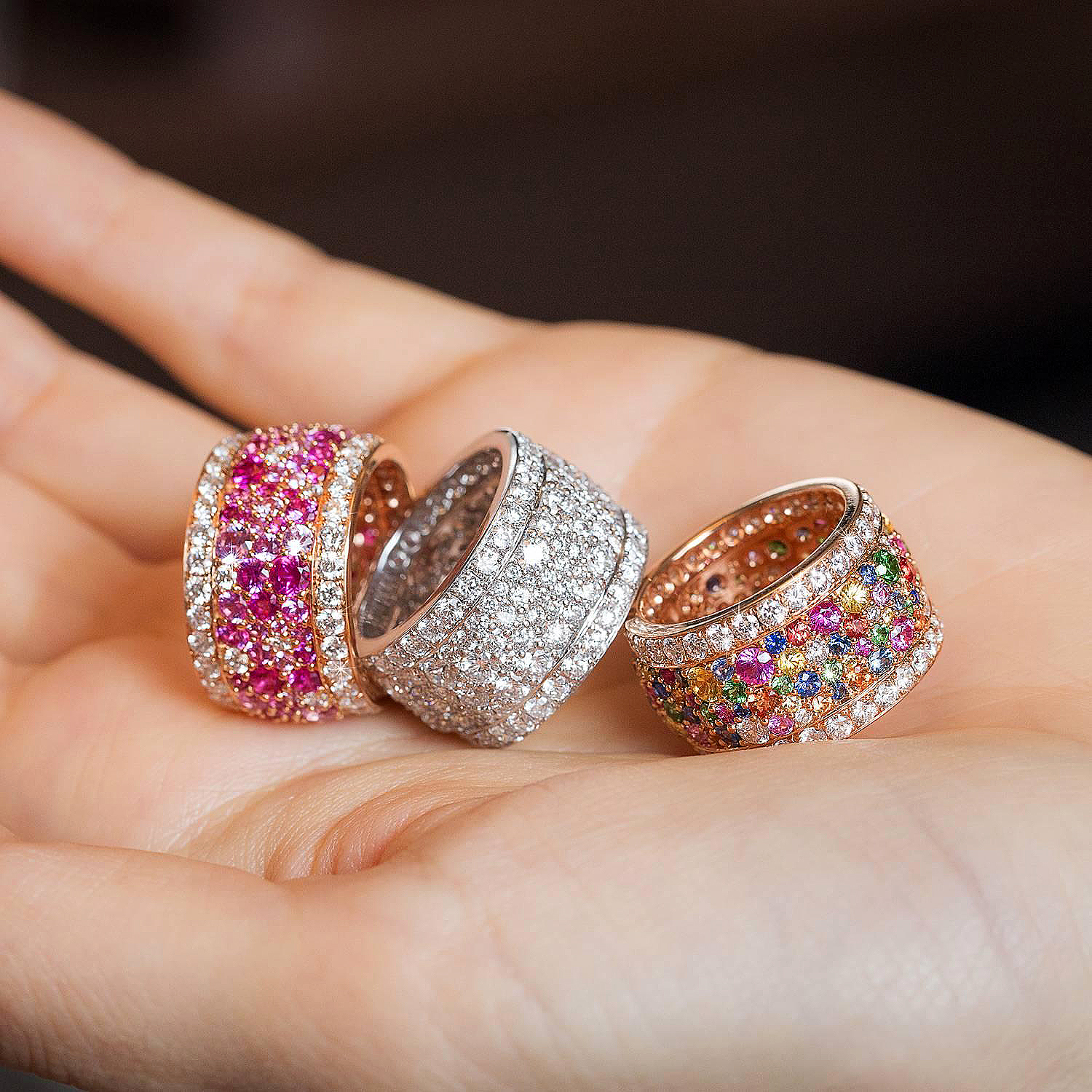 9.45ct Round Cut Rainbow Sapphire Eternity Ring