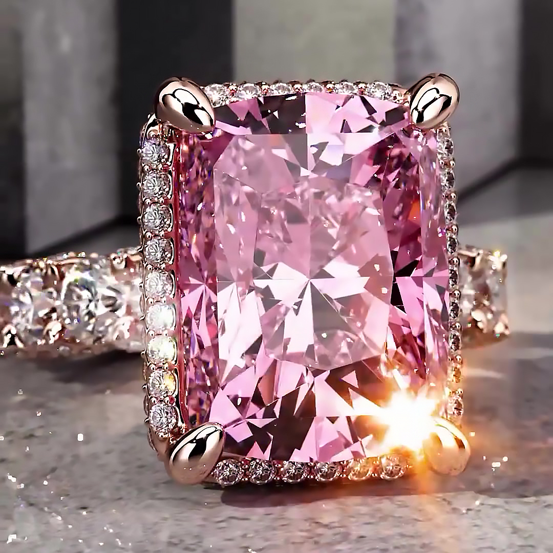 6ct Cushion Cut Pink Sapphire Engagement Ring