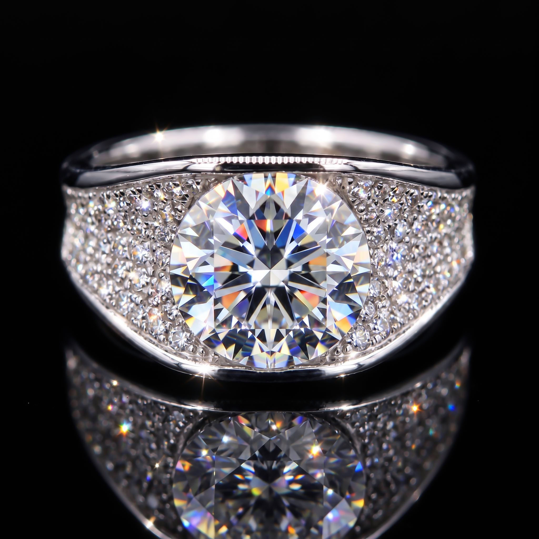 3ct Round Cut White Iced Out Unisex Engagement Ring