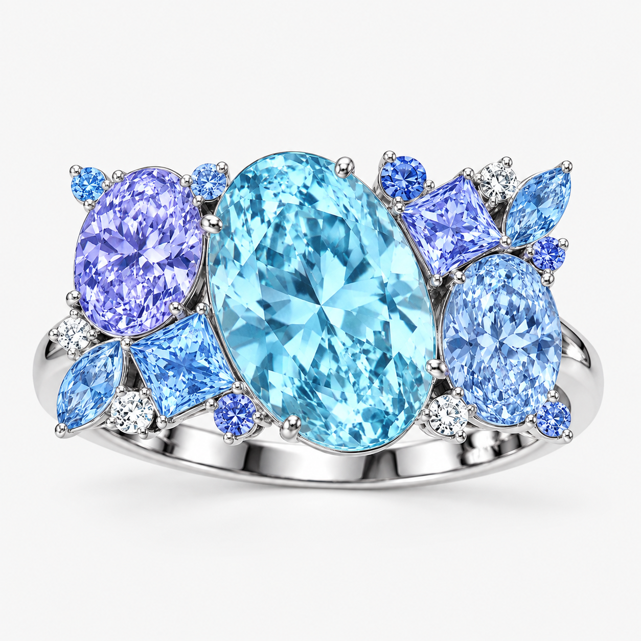Original Design - 3ct Oval Cut Aquamarine Sapphire Engagement Ring
