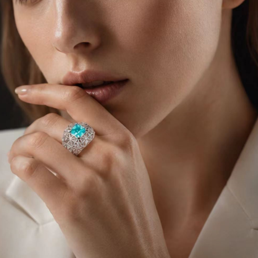 Original Design - 3ct Cushion Cut Paraiba Sapphire Engagement Ring