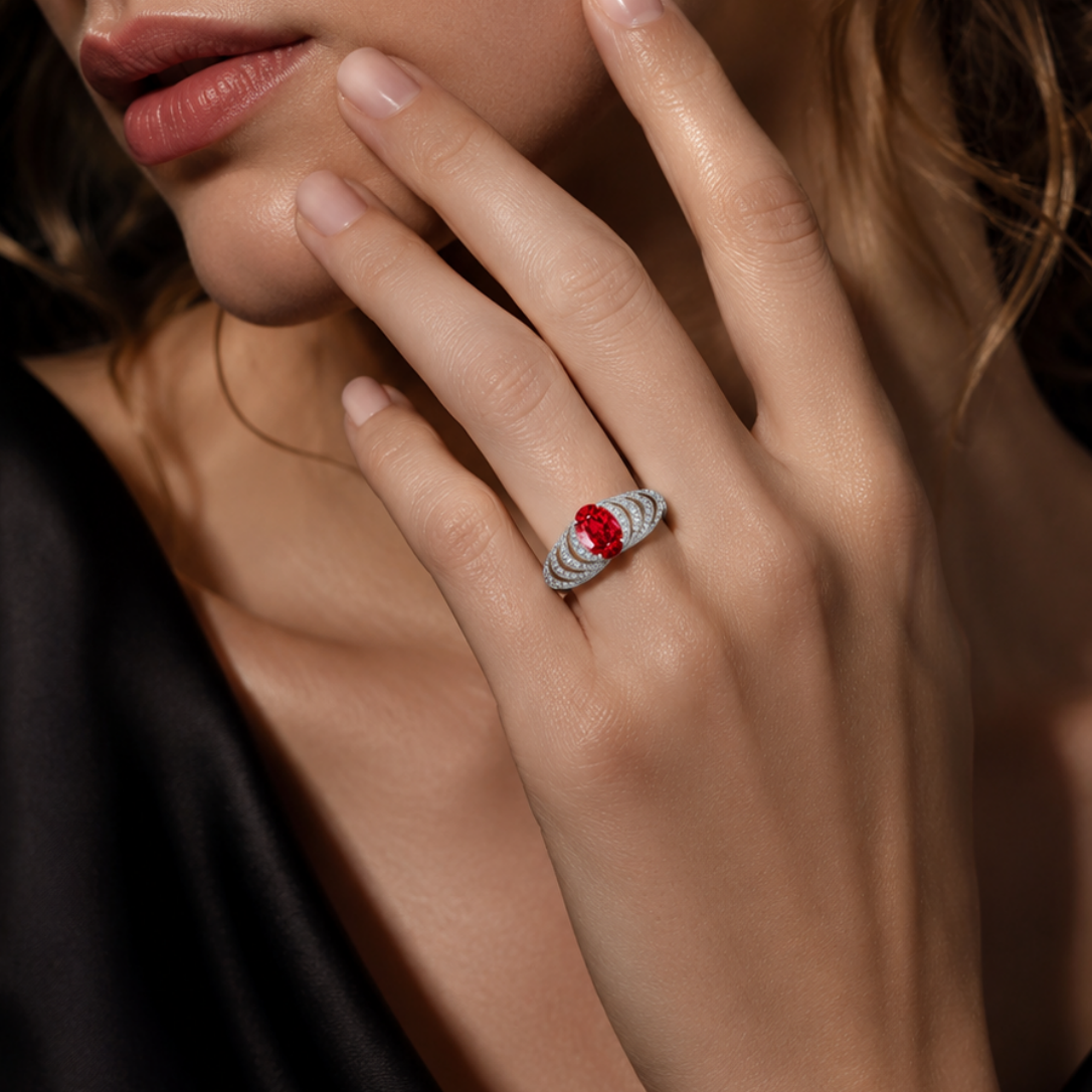 Original Design - Oval Cut Ruby sapphire Engagement Ring