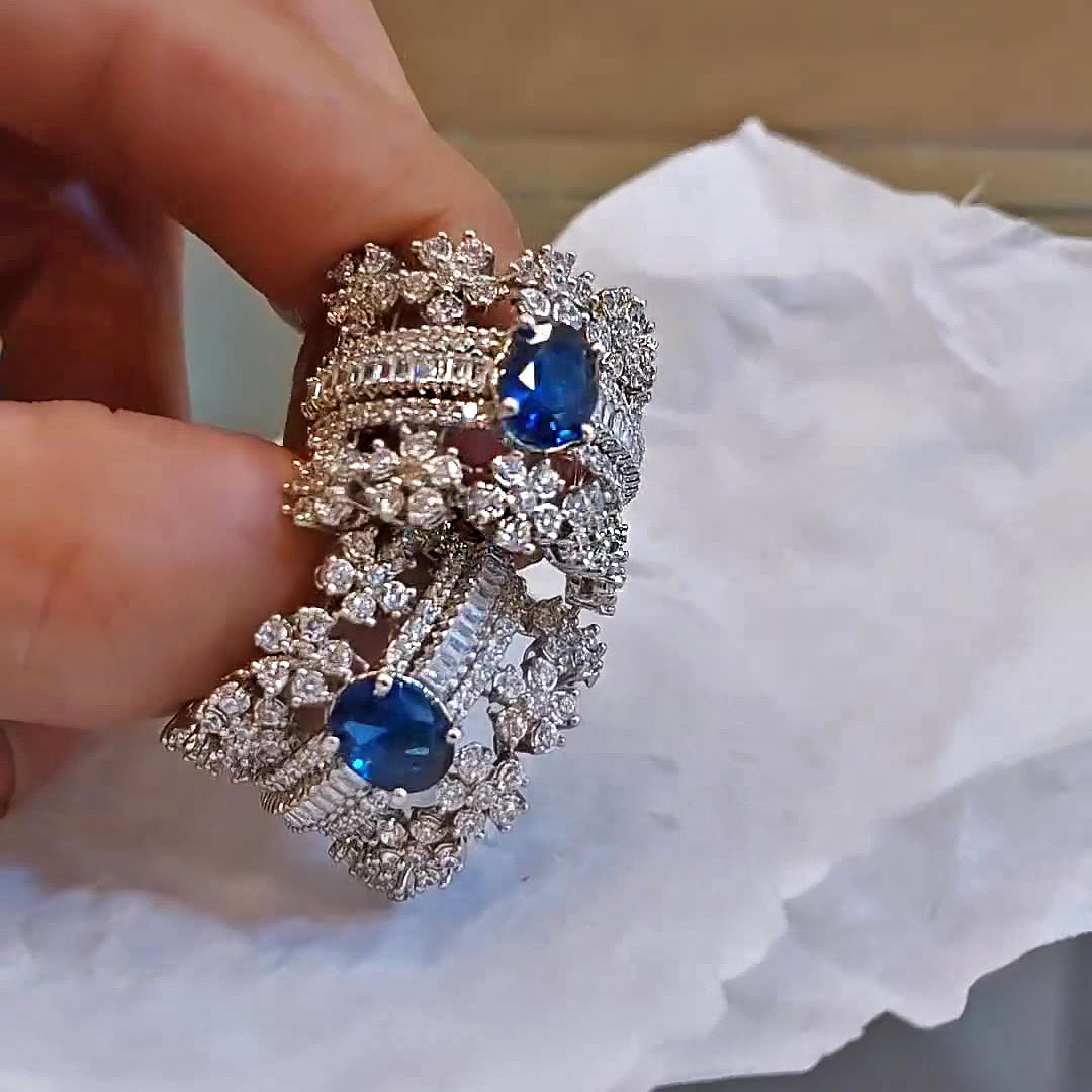 3ct Oval Cut Blue Sapphire Cocktail Ring