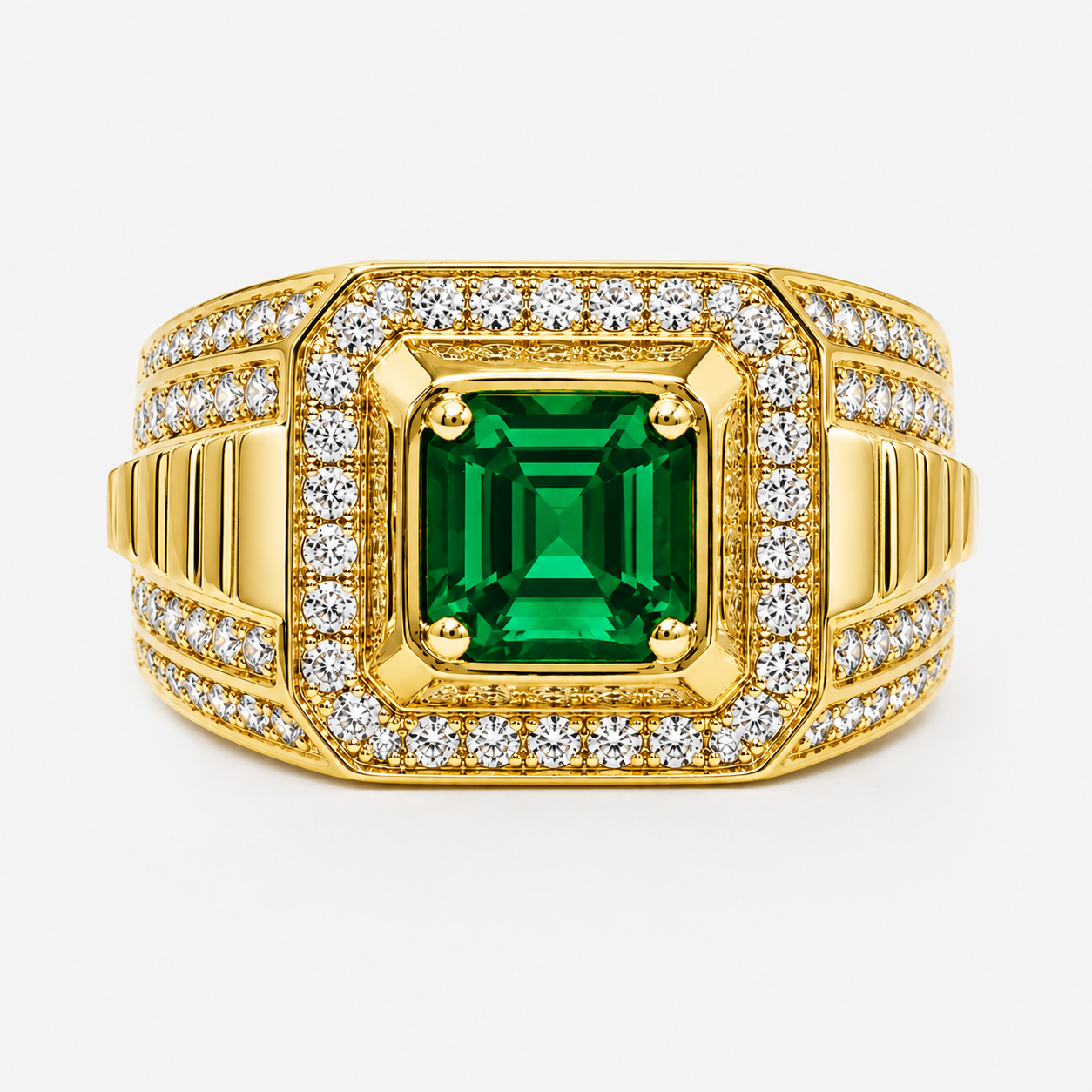5ct Asscher Cut Emerald Sapphire Men's Engagement Ring(2 Color Options)