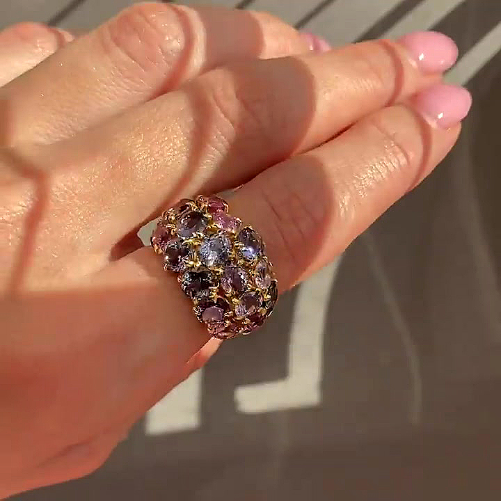 7.25ct Oval Cut Rainbow Sapphire Eternity Ring