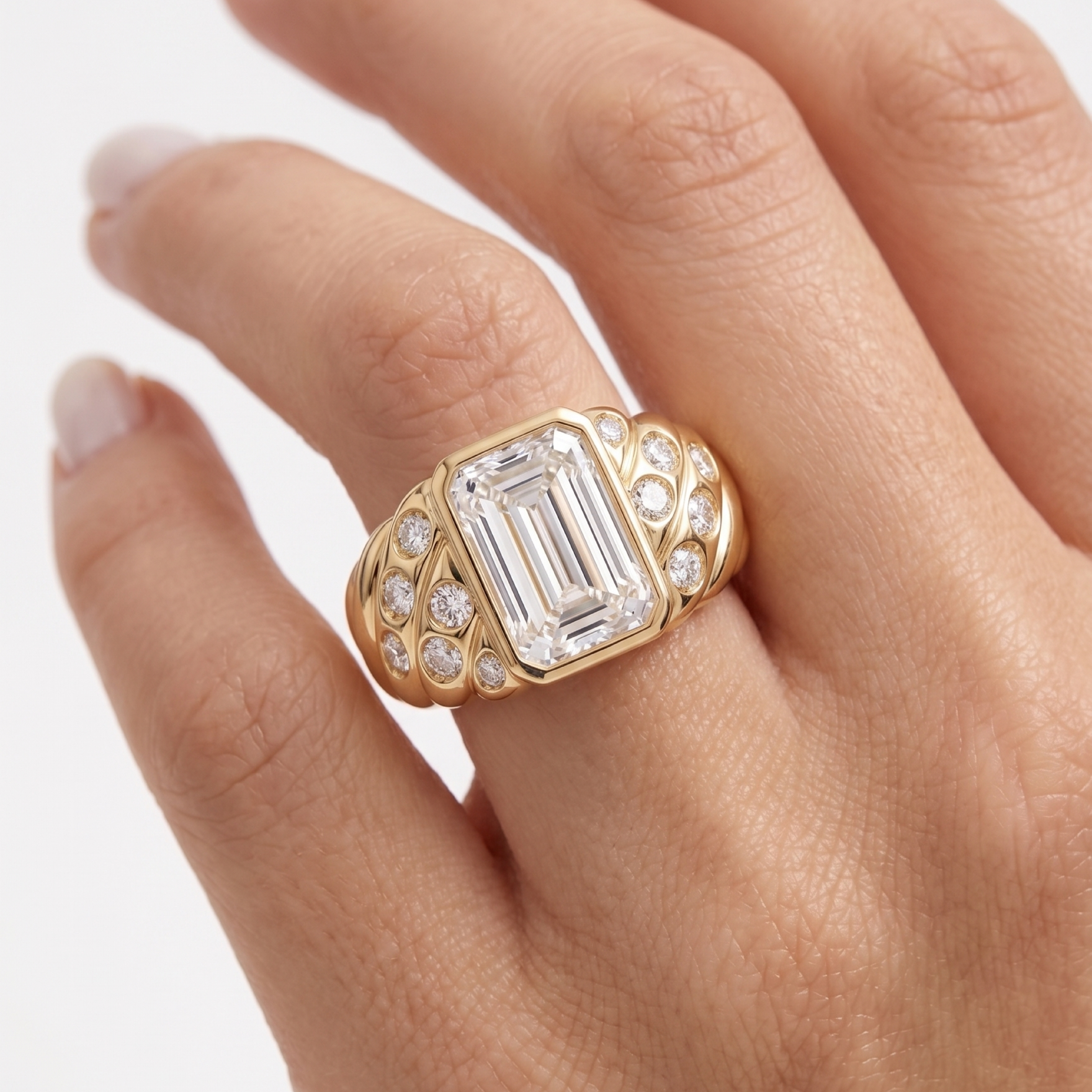 Original Design - 4ct Emerald Cut White Sapphire Engagement Ring