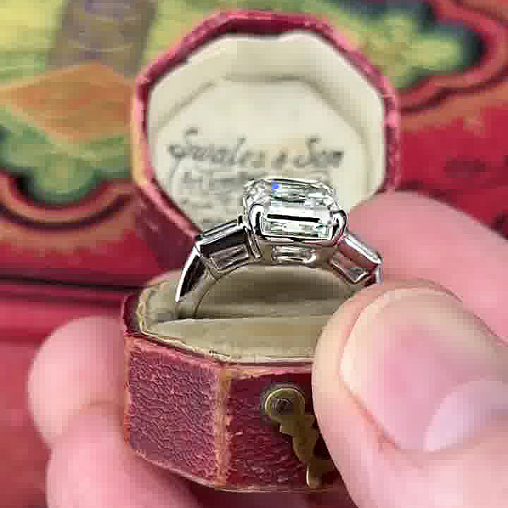 3ct Asscher Cut White Sapphire Engagement Ring