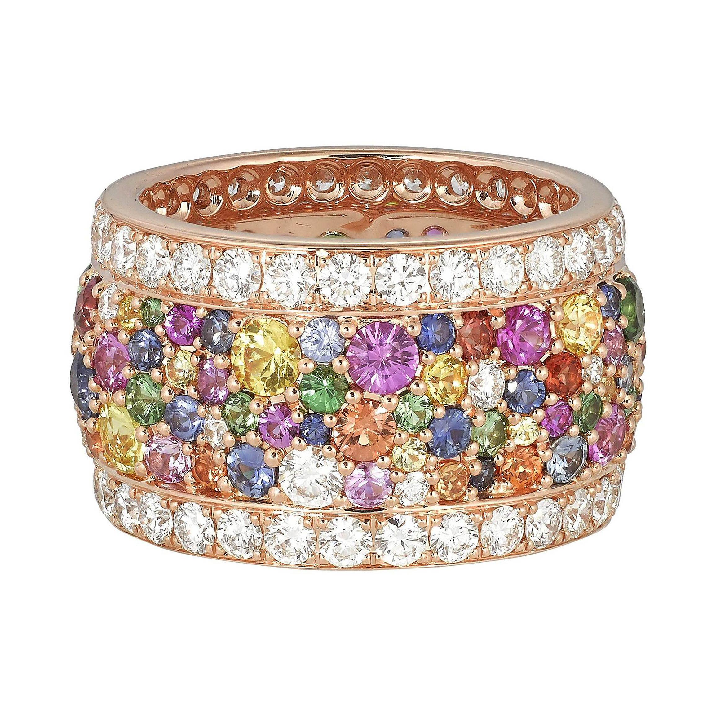 9.45ct Round Cut Rainbow Sapphire Eternity Ring