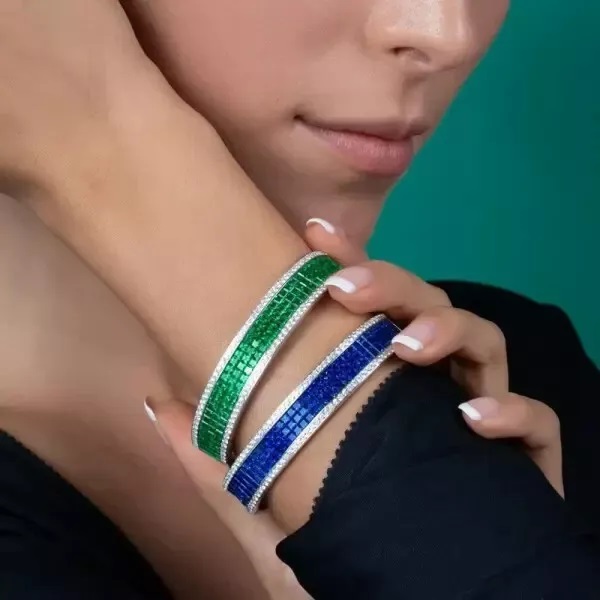 Three-Row Two-tone Invisible Setting Princess Cut Bracelet