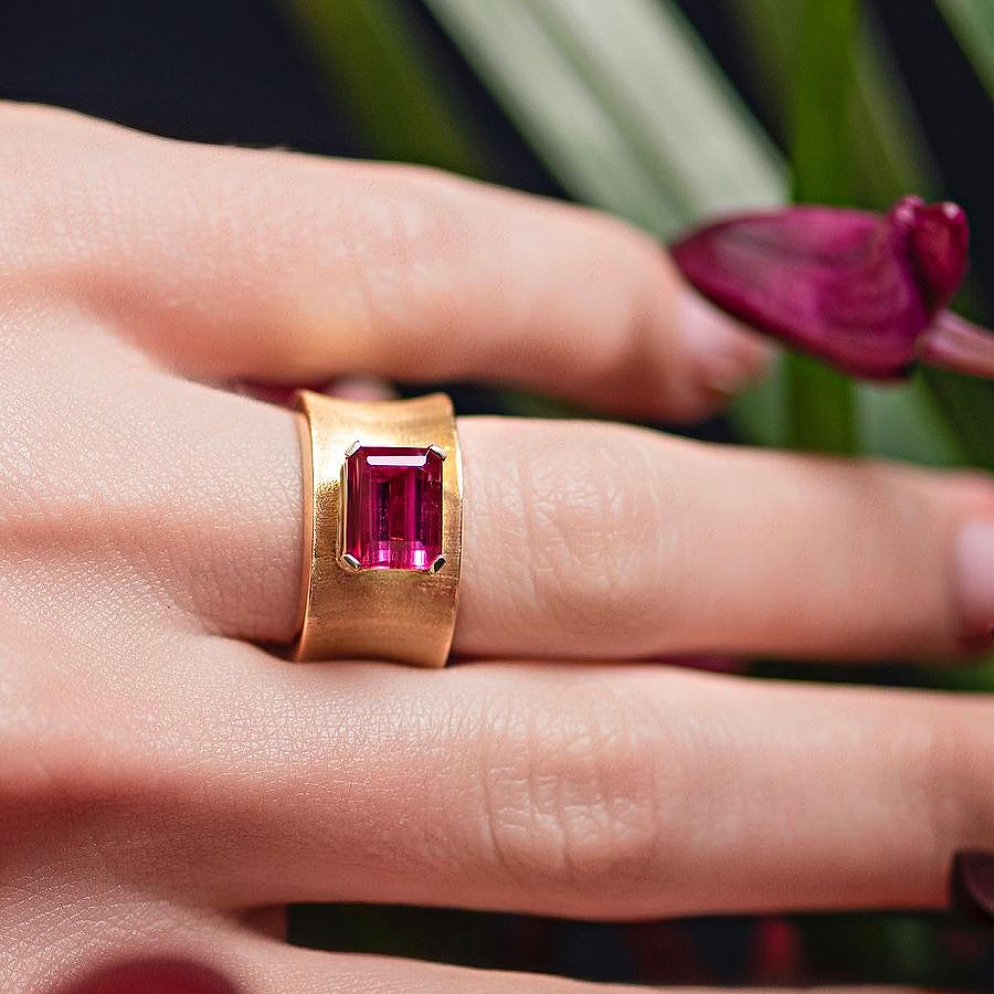 4ct Emerald Cut Ruby Sapphire Engagement Ring