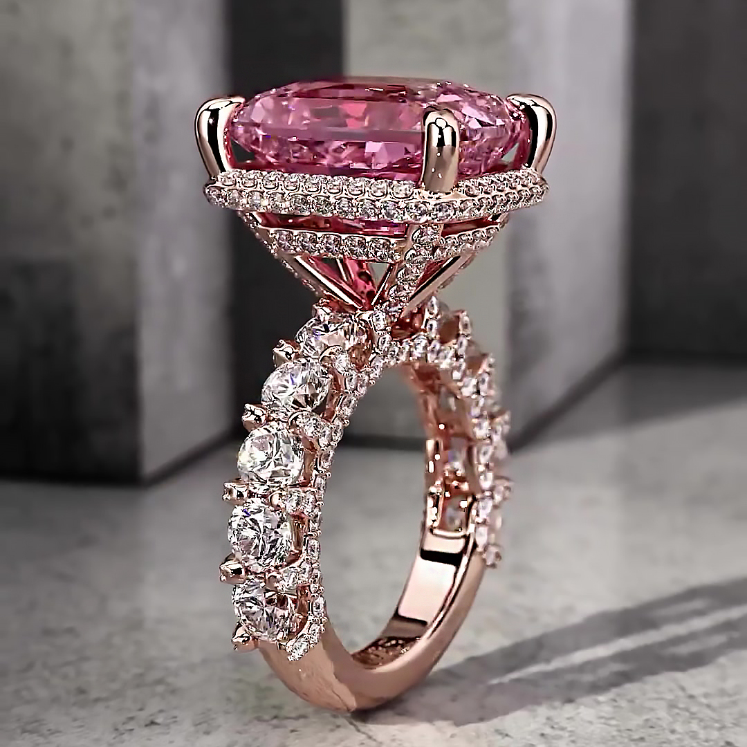 6ct Cushion Cut Pink Sapphire Engagement Ring