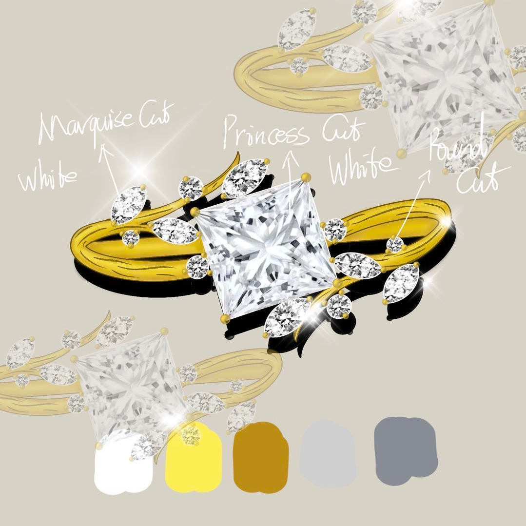 Original Design - 2ct Princess Cut White Sapphire Engagement Ring