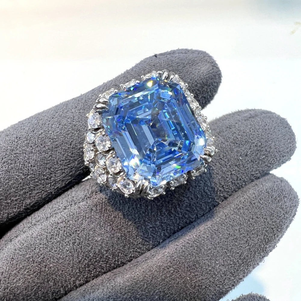 Titan of Ice Emerald Cut Aquamarine Ring