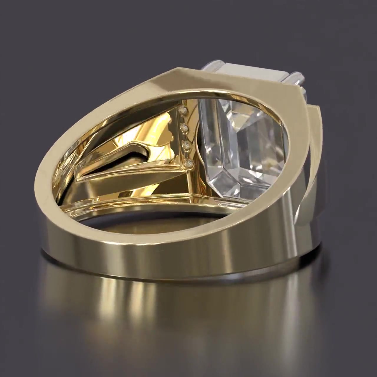 7ct Emerald Cut White Sapphire Engagement Ring For Men