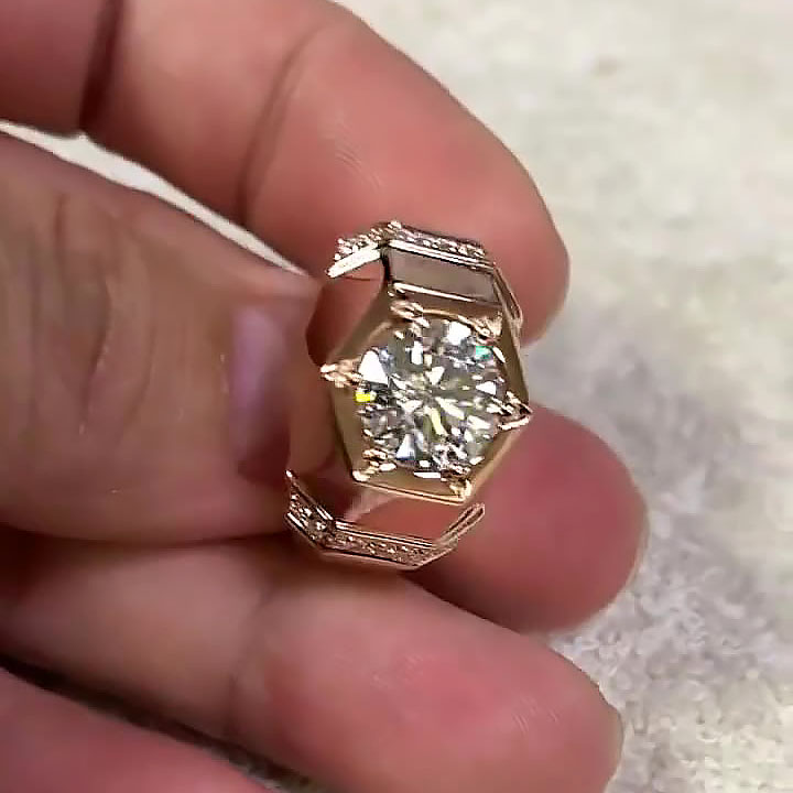 3ct Round Cut White Sapphire Men's Engagement Ring