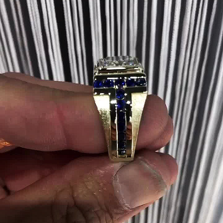 5ct Princess Cut White Sapphire Men's Engagement Ring