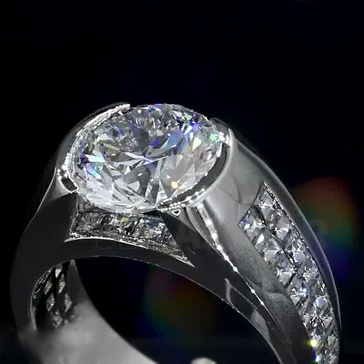 5ct Round Cut White Sapphire Engagement Ring