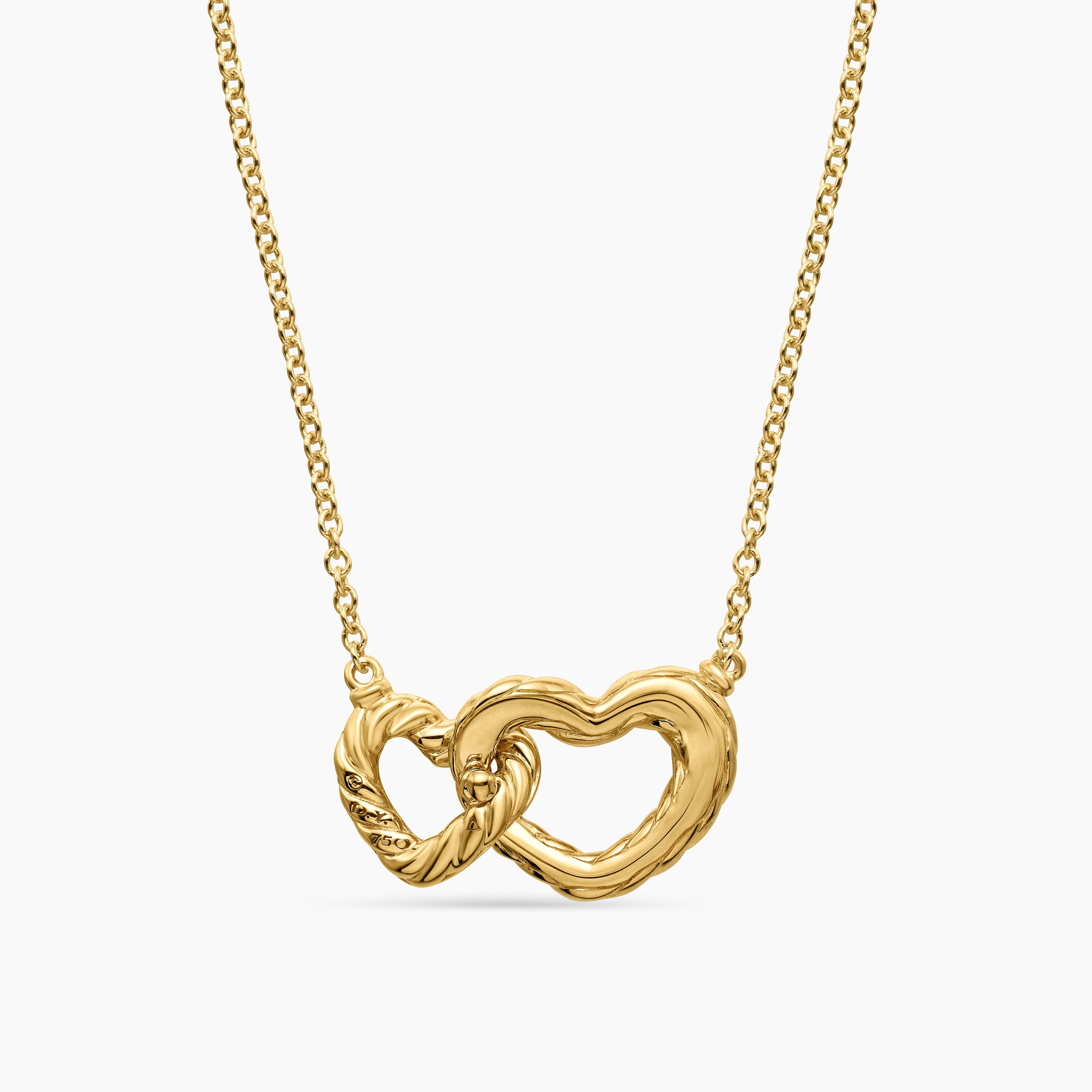 Heart Shape Diamond Interlocking Pendant Necklace