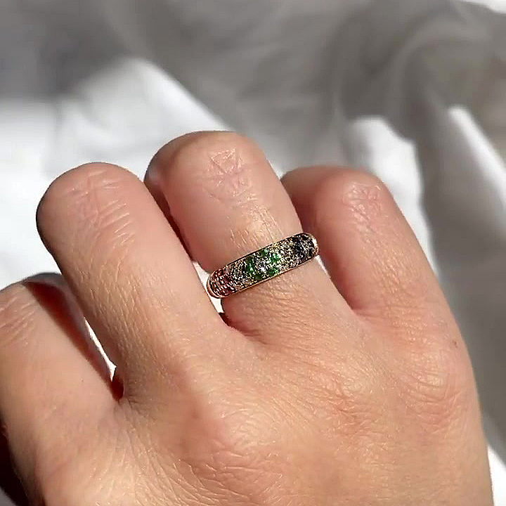 2.75ct Round Cut Colorful Sapphire Eternity Ring