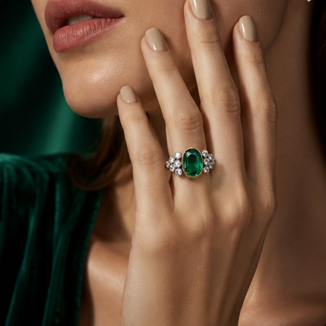 3ct Oval Cut Ruby / Emerald Sapphire Engagement Ring (2 Color Options)