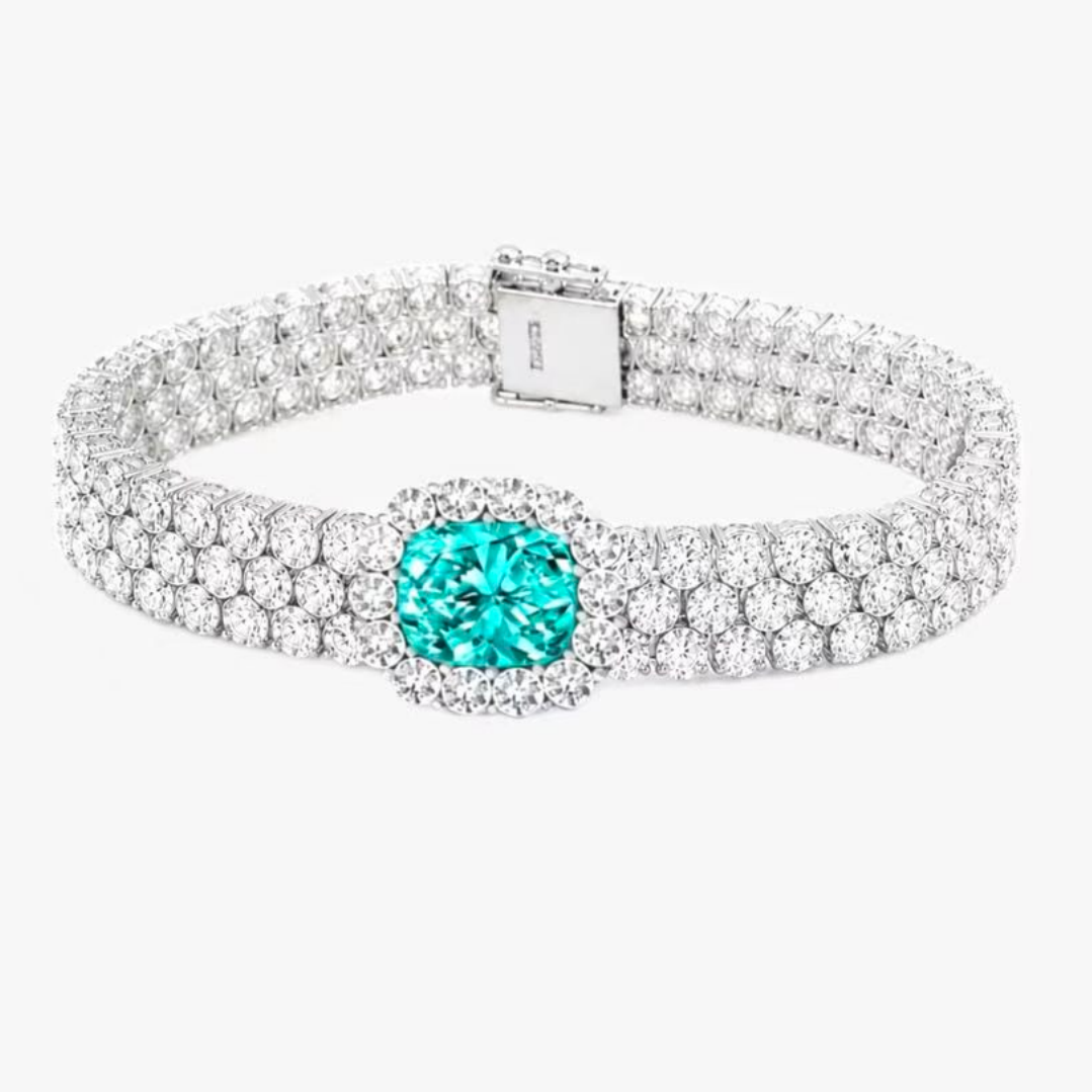 Original Design - Cushion Cut Paraiba Sapphire Bracelet