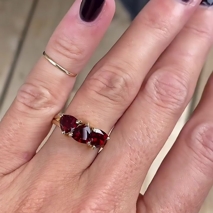 3.25ct Trilliant Cut Ruby Sapphire Eternity Ring