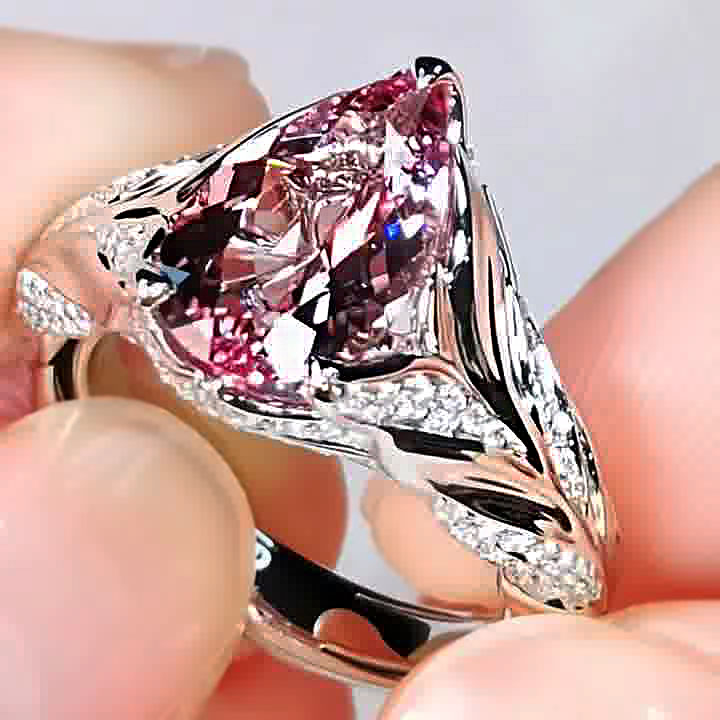 7ct Pear Cut Pink Sapphire Engagement Ring