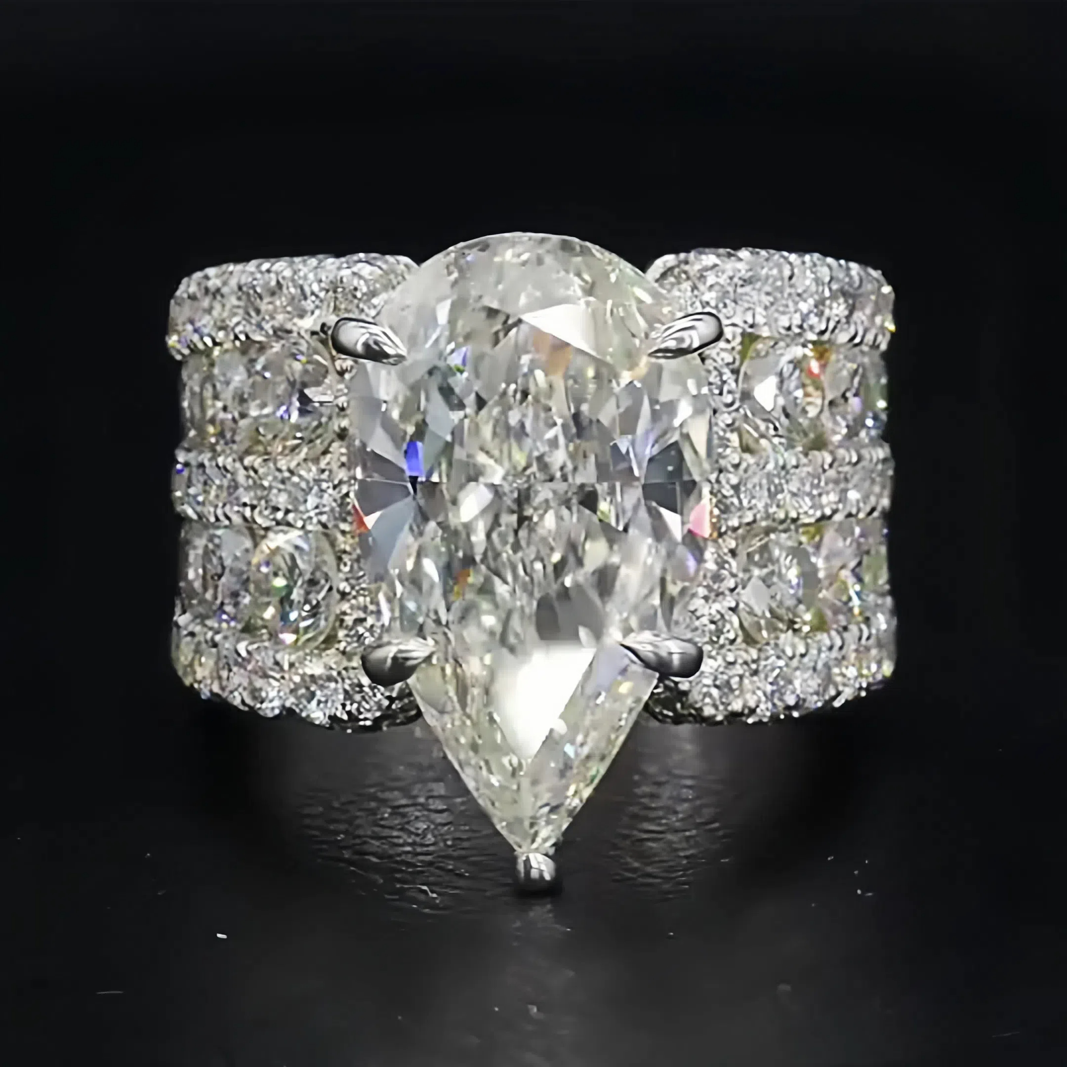 6ct Pear Cut White Sapphire Engagement Ring