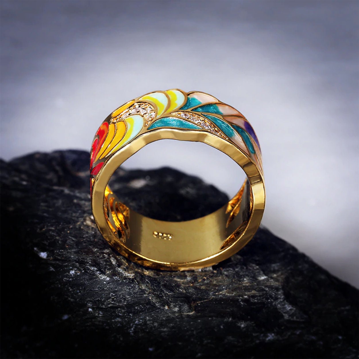 Elegant Bohemian Unique Enamel Statement Ring