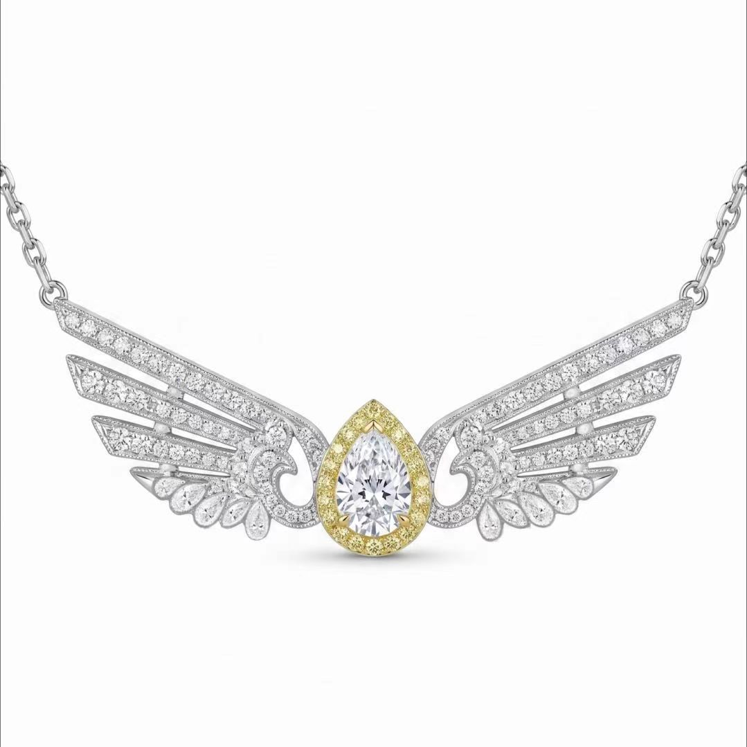 Original Design - Pear Cut White Moissanite Necklace