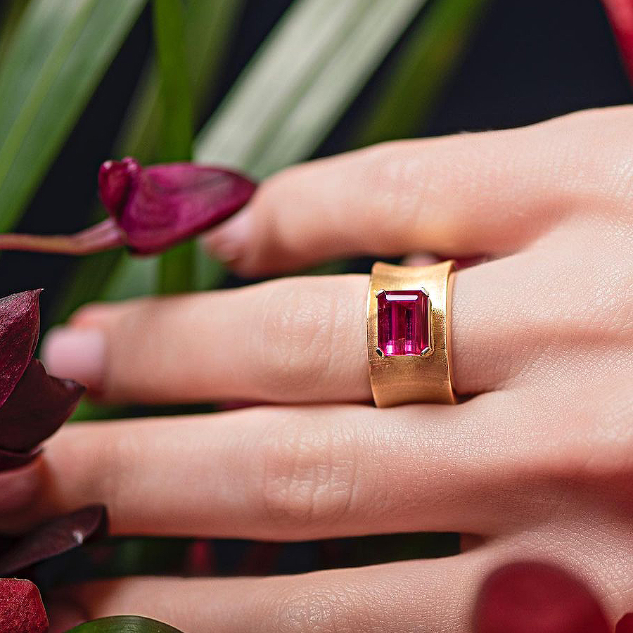 4ct Emerald Cut Ruby Sapphire Engagement Ring