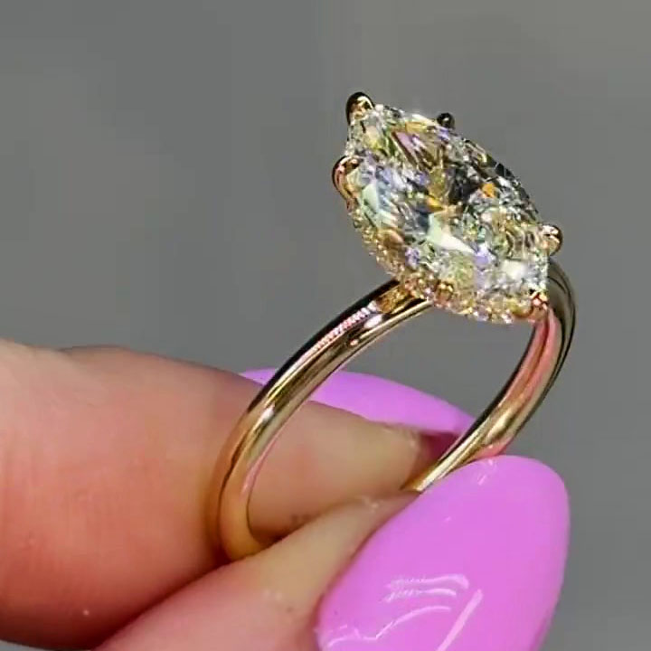 3ct Marquise Cut White Sapphire Engagement Ring