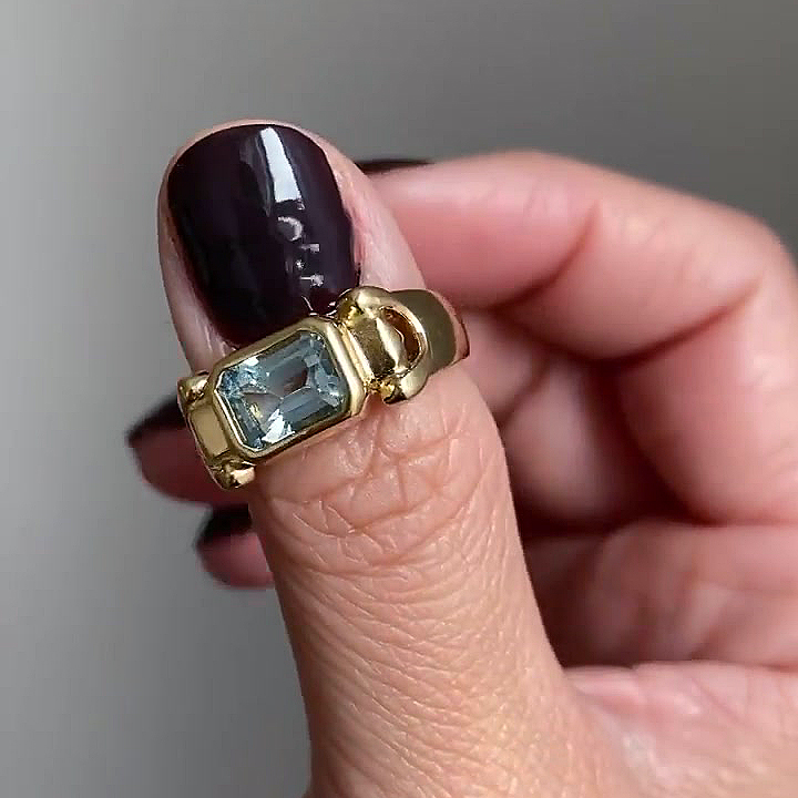 4ct Emerald Cut Aquamarine Sapphire Engagement Ring