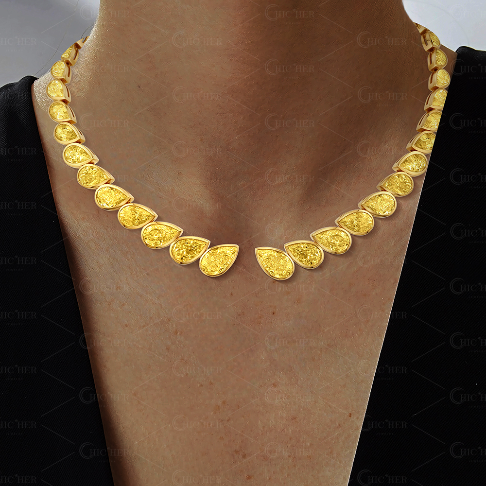 Pear Cut Yellow Sapphire Bezel Set Choker