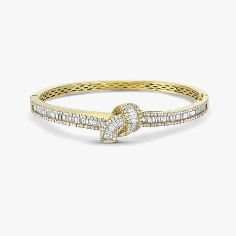 Fashion Baguette & Round Cut White Sapphire Tight Knot Bracelet