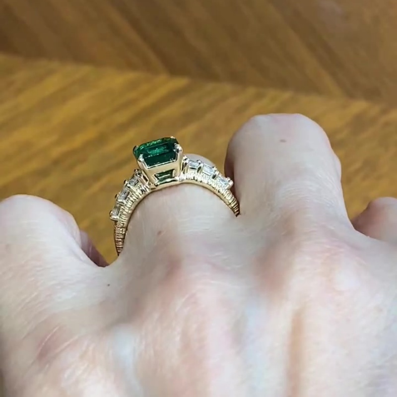 3ct Asscher Cut Emerald Sapphire Cocktail Ring