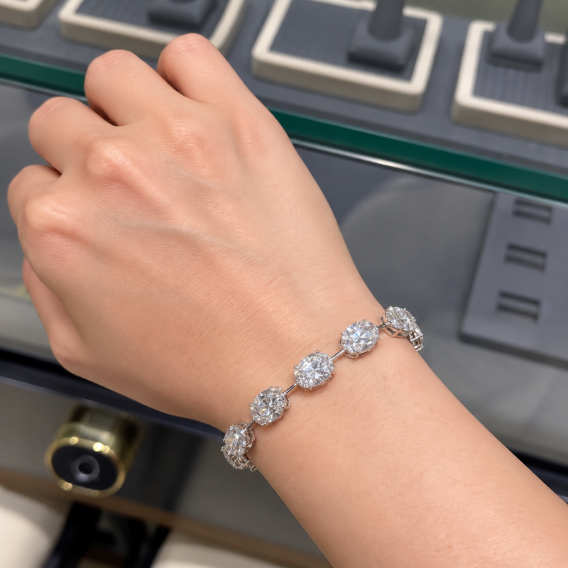 Classic Oval Cut White Sapphire Bracelet