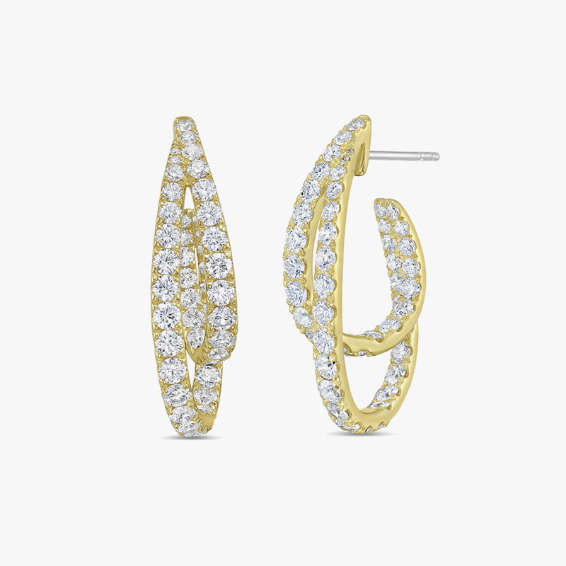 Fashion Round Cut Two-Tone Interwoven Double Hoop Earrings - 1 Pair (6 Color Options)