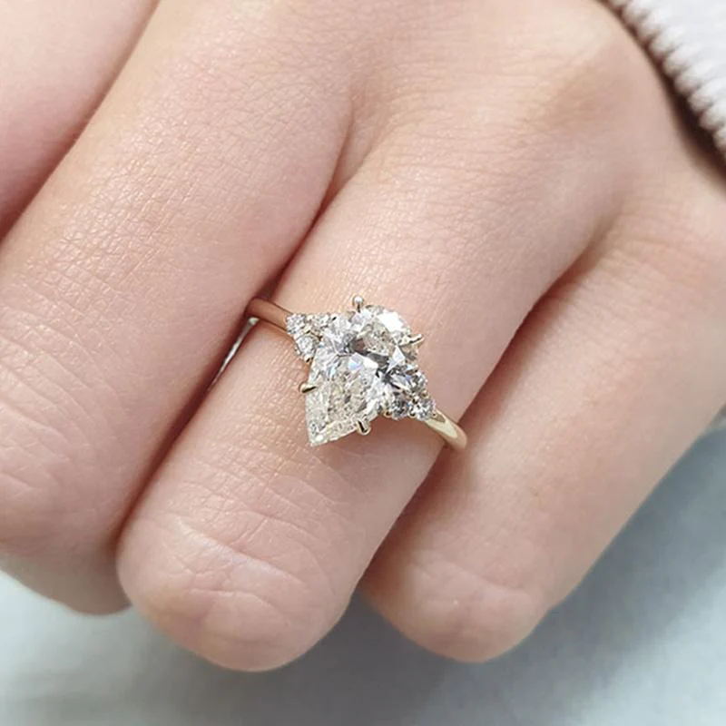 4ct Pear Cut White Sapphire Engagement Ring